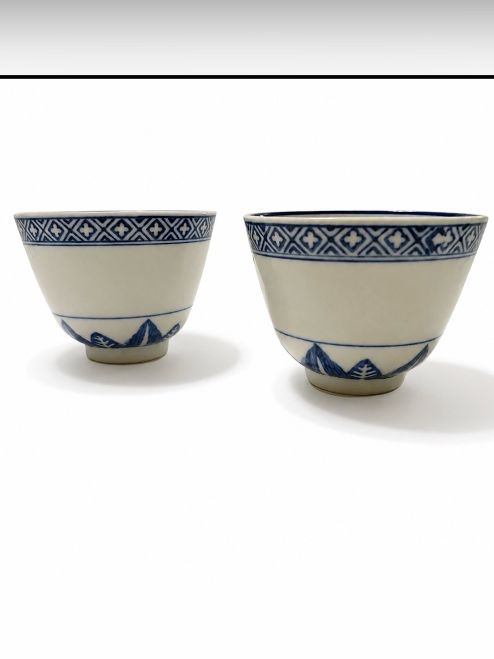 Tienshan Porcelain Rice Grain Floral Tea Cups WO Handles Set 2 Vintage Gorgeous